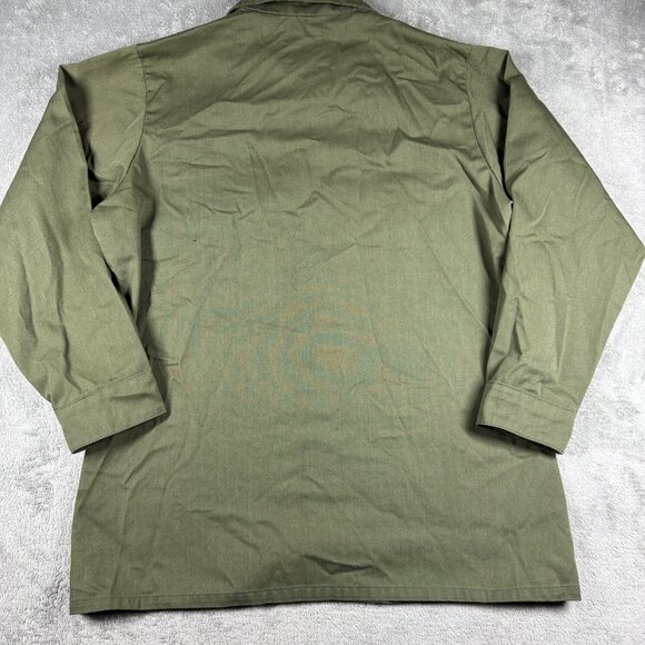 Vintage U.S. Army OG-107 Utility Shirt Jacket Green Military Fatigue Cotton L - Picture 2 of 9